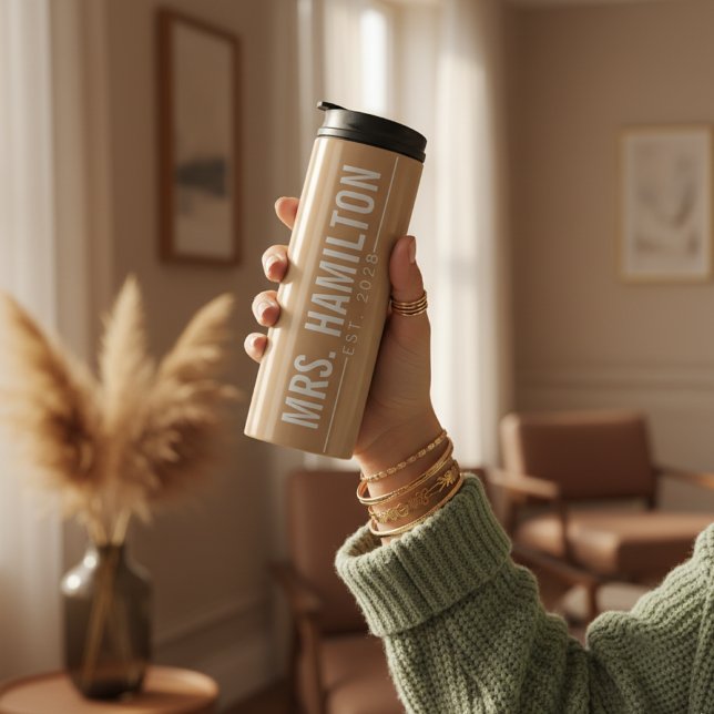 Termo Custom Just Married Tumbler Gift for Him and Her (Custom Stainless Tumbler – Romantic Gift for Husband, Wife, or Engaged Couples)