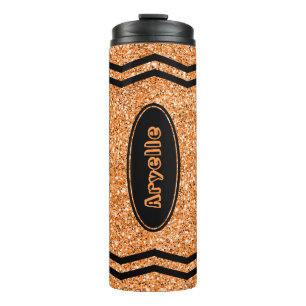 Termo Custom Kids Name Orange Glitter Crayon Tumbler