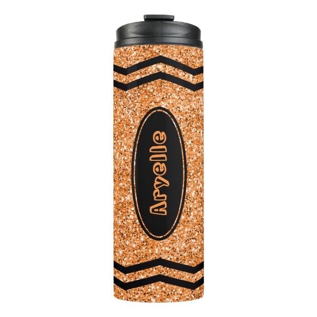 Termo Custom Kids Name Orange Glitter Crayon Tumbler (Anverso)