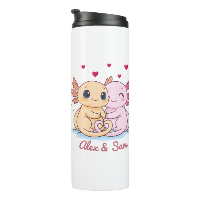Termo Custom Name Axolotl Valentine Thermal Tumbler (Rotado hacia la derecha)