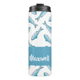 Termo Custom name blue fish on white