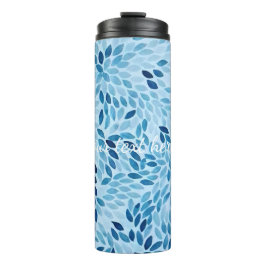 Termo Custom Name | Blue Mosaic Petals Thermal Tumbler