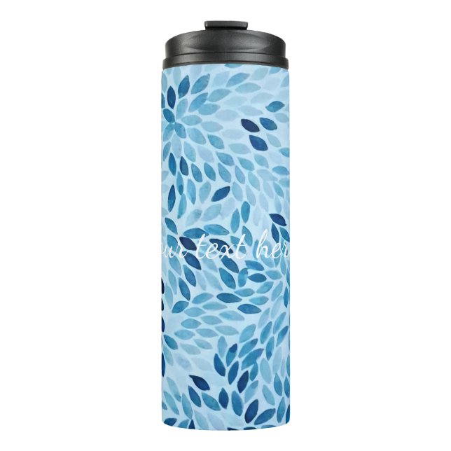 Termo Custom Name | Blue Mosaic Petals Thermal Tumbler (Anverso)