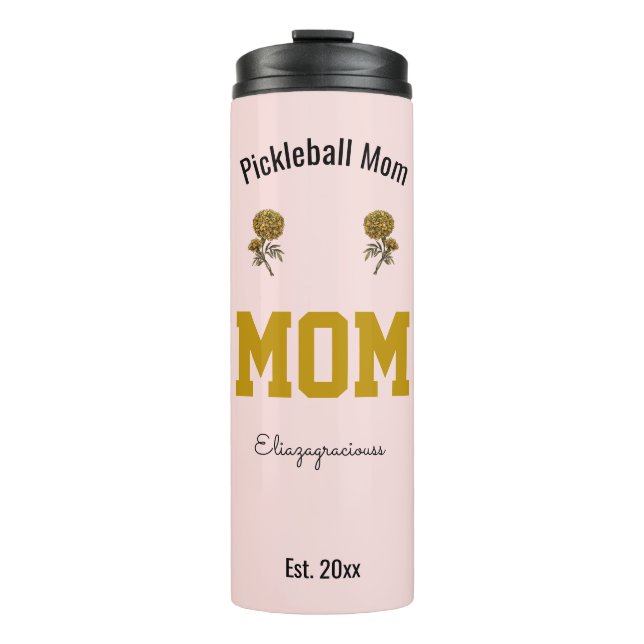 Termo Custom Name Pickleball Mom Modern Sports Gift Pink (Anverso)