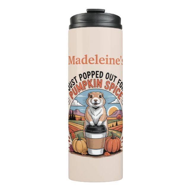 Termo Custom Name Pumpkin Spice Autumn Prairie Dog (Anverso)