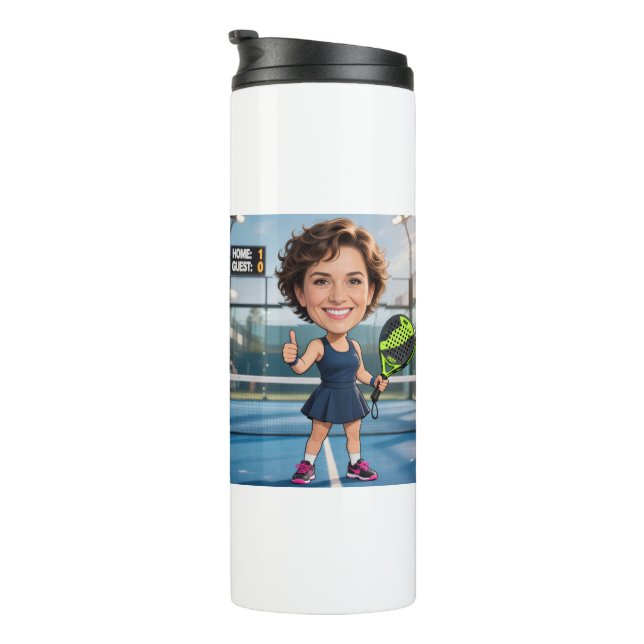 Termo Custom Photo Head Padel/Pickleball Player Caricatu (Rotado hacia la derecha)