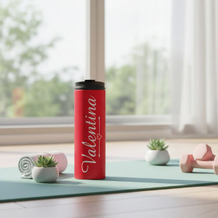 Termo Custom Red Script Name Travel Tumbler