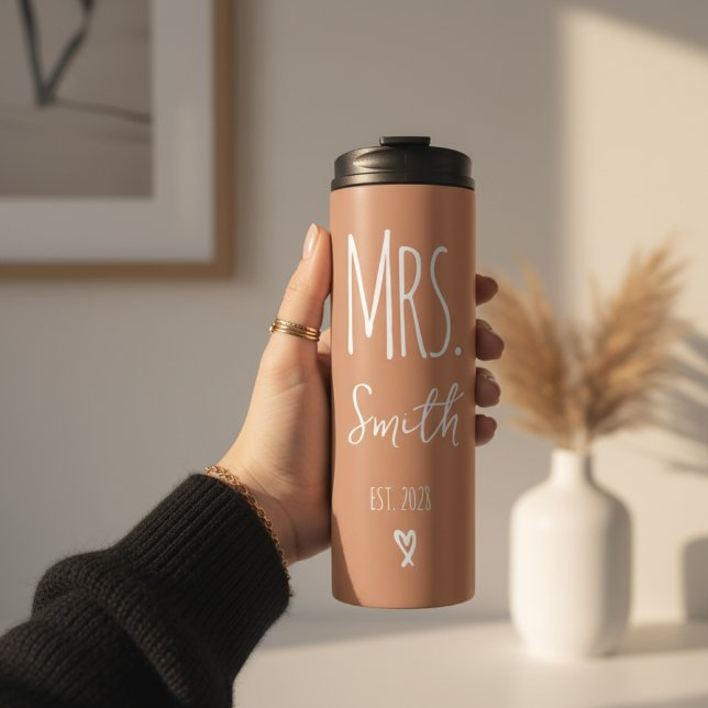 Termo Custom Terracotta Couple Tumbler for Hubby & Wifey (Terracotta Christmas Gift Couple Tumbler – Custom Mr and Mrs Travel Cup for Him or Her)