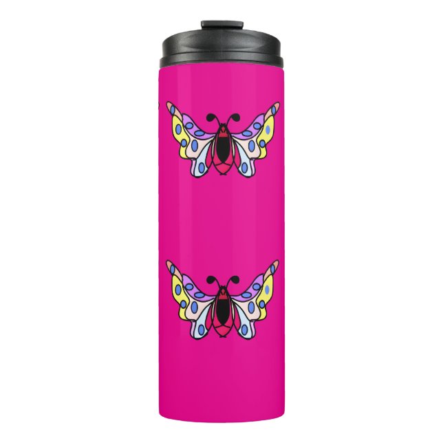 Termo Custom Vibrant Modern Folk Butterfly Art (Anverso)