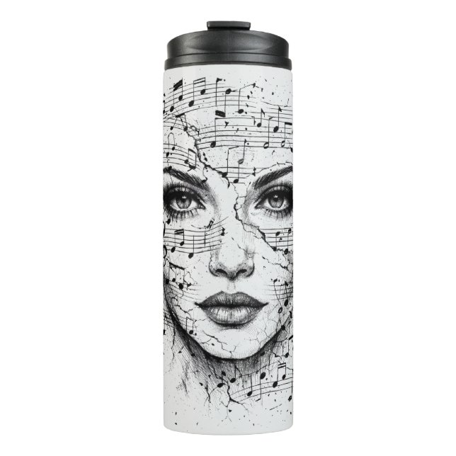 Termo Customized Music Sheet Face Art Black White Artist (Anverso)