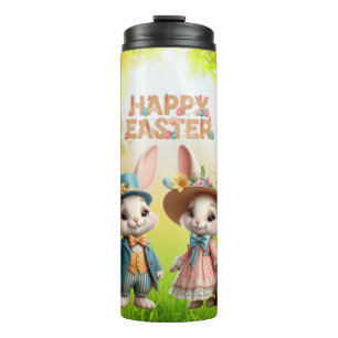 Termo Cuta, caprichosa Pascua feliz con 2 conejos