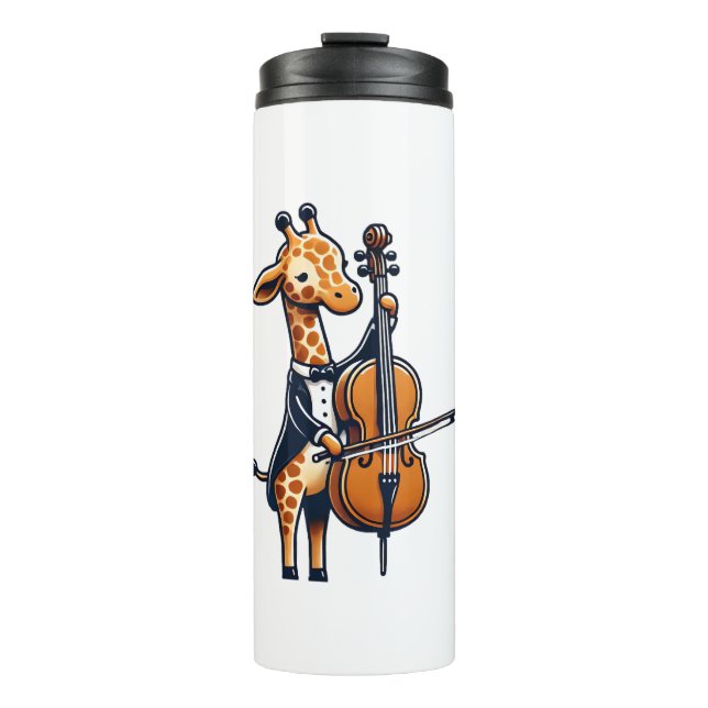 Termo Cuta jirafa tocando música Cello Giraffes (Anverso)