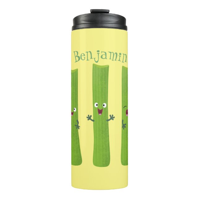 Termo Cute apio palitos trio verduras personalizados (Anverso)