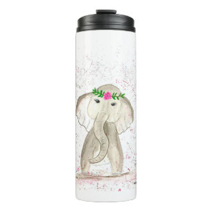 Termo Cute bebé elefante acuarela safari jungla chica