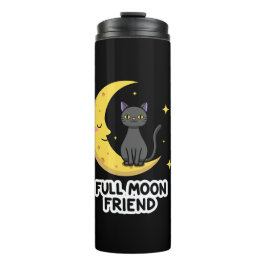 Termo Cute Black Cat on Moon - Full Moon Friend