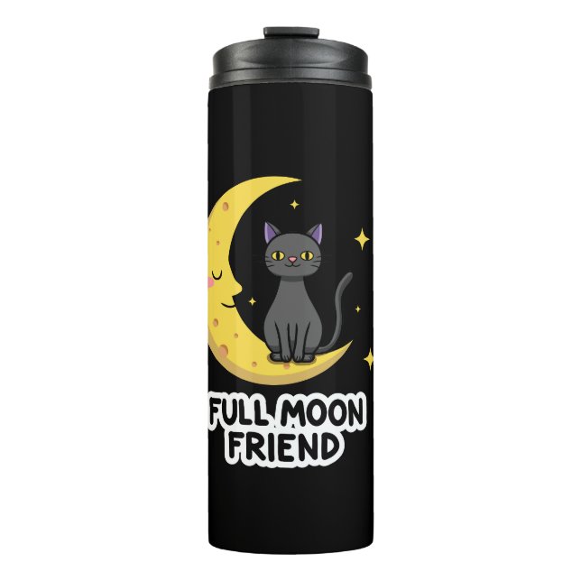 Termo Cute Black Cat on Moon - Full Moon Friend (Anverso)