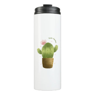 Termo Cute Cactus Travel Tumbler – Kawaii Succulent Cup