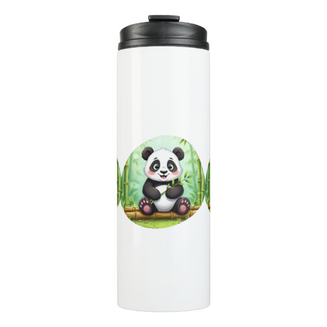 Termo Cute Cartoon Panda en Parche de Bambú (Anverso)