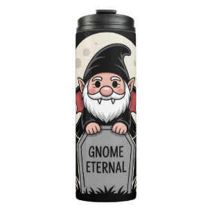 Termo Cute Cartoon Vampire Gnome Standing at a Tombstone