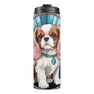 Termo Cute Cavalier Rey Charles Pastel Vidrio Manchado