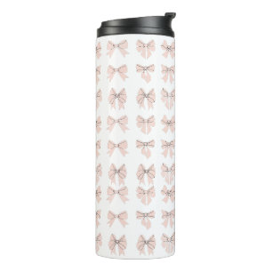 Termo Cute Coquette Patrón de Lazo Rosa Rubor