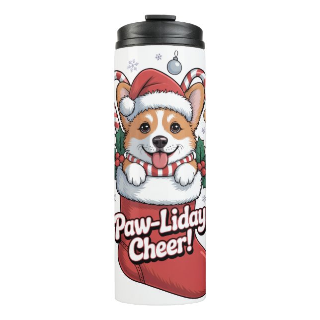 Termo Cute Corgi Christmas Mug – Paw-liday Cheer Coffee  (Anverso)