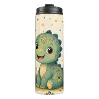 Cute dinosaur amazigh bajo la luna y las estrellas