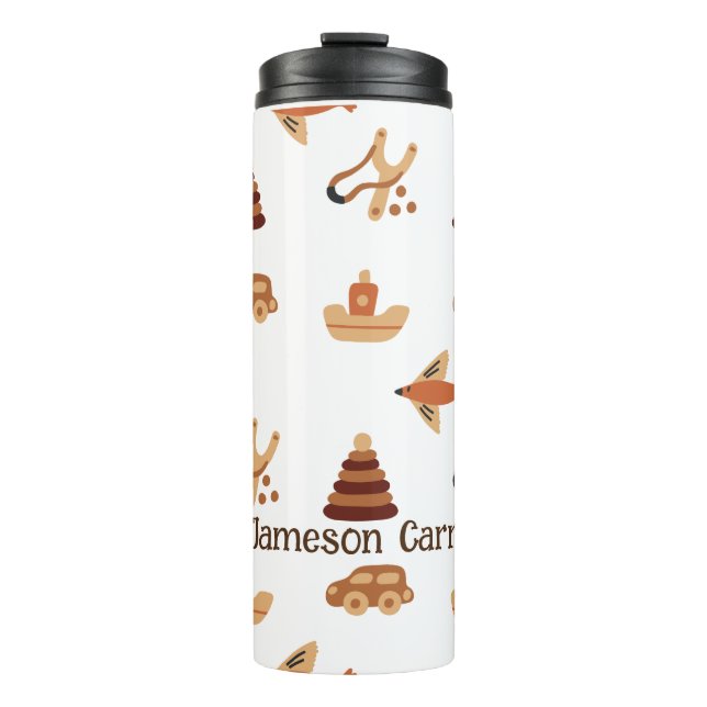 Termo Cute Divertido Niños Marrones Blancos Juguetes Avi (Anverso)