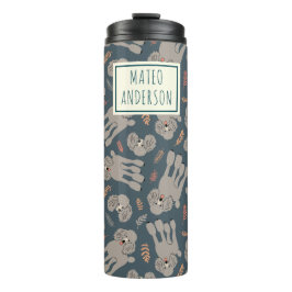 Termo Cute Dogs with Plants Personalized Name Green