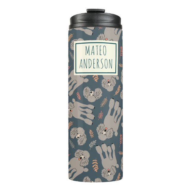 Termo Cute Dogs with Plants Personalized Name Green (Anverso)