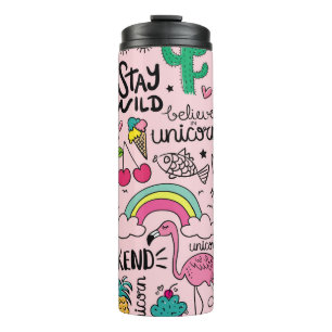 Termo Cute drawings on pink seamless repeating pattern t