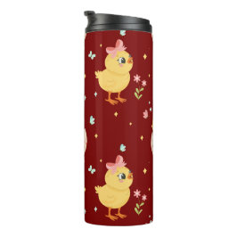 Termo Cute Easter Chick with Pink Bow Seamless Pattern 
