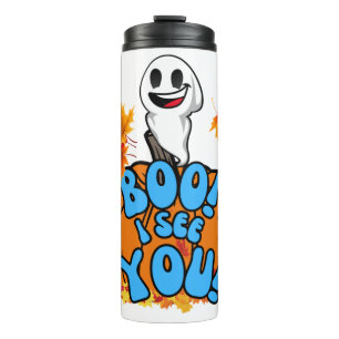 Termo Cute Fall Halloween fantasma Boo! ¡Te veo! Pegatin