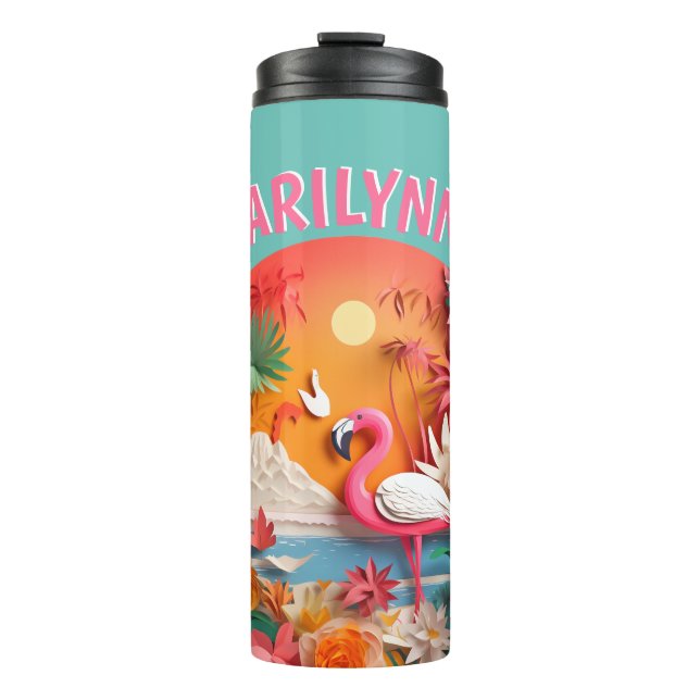 Termo Cute Flamingo 3D Tropical (Anverso)