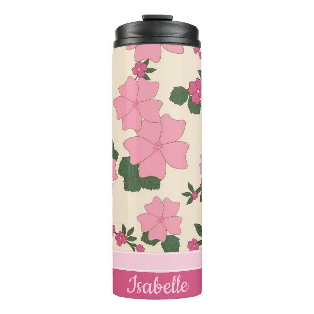 Termo Cute Girly Pink Flower Pattern Personalised (Anverso)