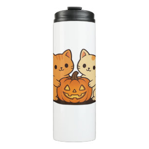 Termo Cute Halloween Cat T-Shirt � Dos gatos Kawaii sost