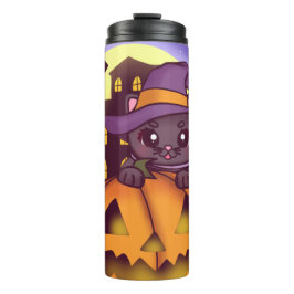 Termo Cute Halloween Octubre Witch Cat