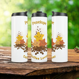 Termo Cute Happy Stars & Beans Coffee Lover Personalizad