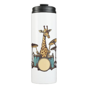 Termo Cute jirafa tocando tambores Girafas Música de tam