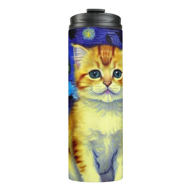 Termo Cute Kitten Starry Night Van Gogh (Anverso)