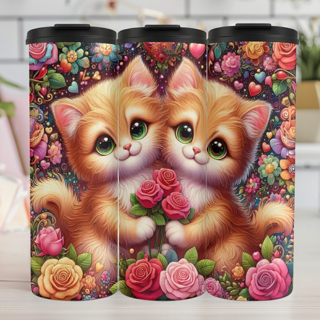 Termo Cute Kittens Rose Bouquet (Subido por el creador)