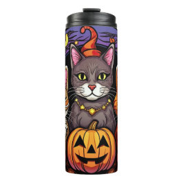 Termo Cute Kitty y Jack-O'-Lantern