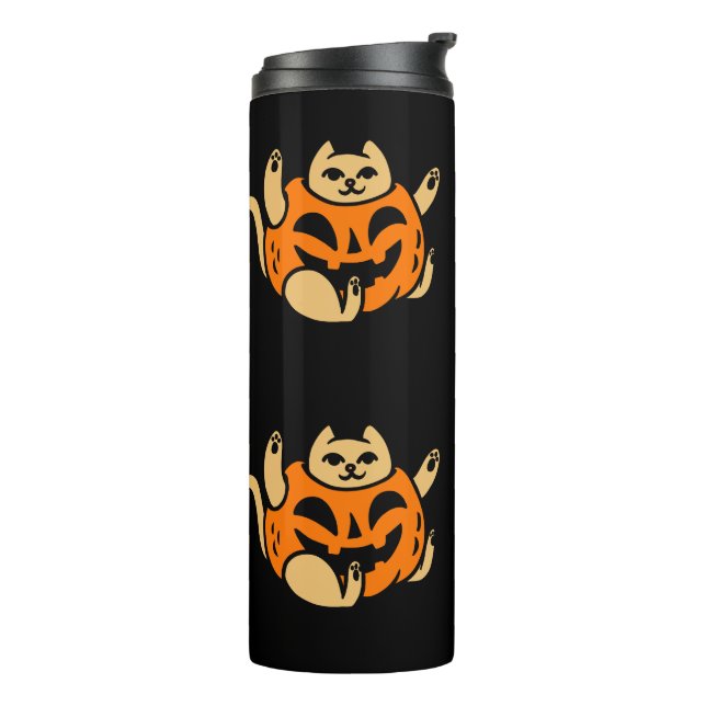 Termo Cute Orange Halloween Cat In Pumpkin Costume (Rotado hacia la izquierda)