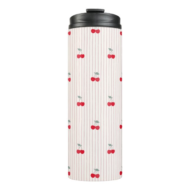 Termo Cute Patrón de Cereza Retro Glaseado Corazón (Anverso)