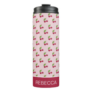 Termo Cute patrón de cereza rosa personalizado