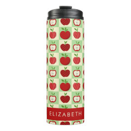 Termo Cute Personalizado Patrón de Manzana a Cuadros