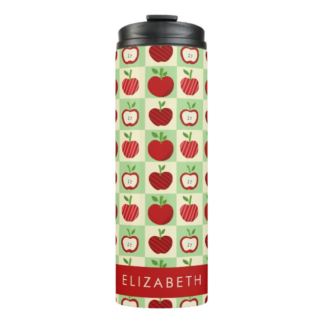Termo Cute Personalizado Patrón de Manzana a Cuadros (Anverso)