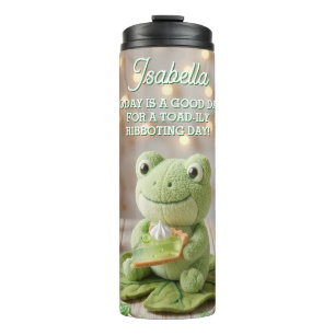 Termo Cute Plush Frog sosteniendo Key Lime Pie Personali
