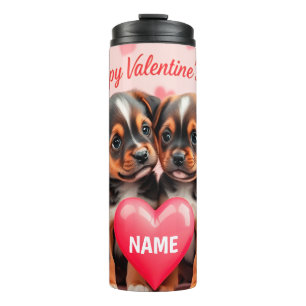 Termo Cute puppies Happy Valentine's day personalized