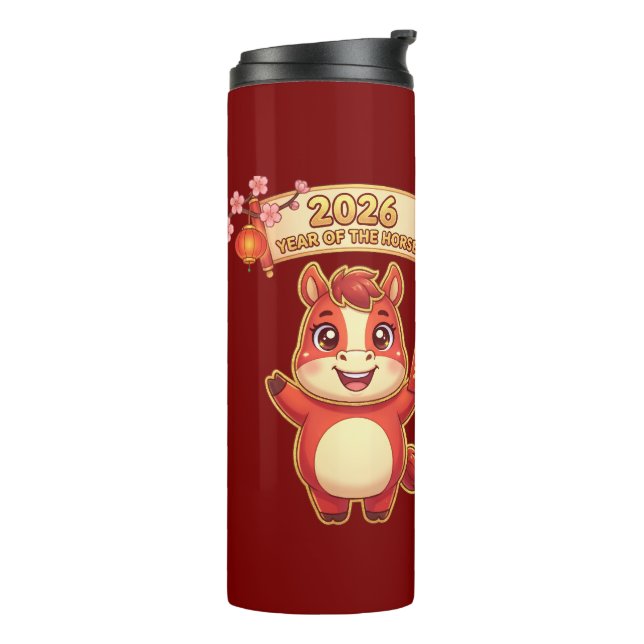 Termo Cute Red Horse 2026 Year Of Te Horse (Rotado hacia la izquierda)